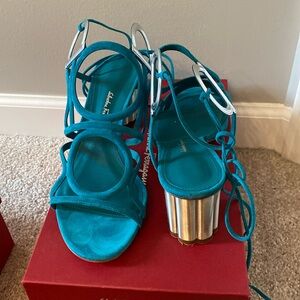 Salvatore Ferragamo - Vinci 55 Viruduab Suede Calf Argento Calf 8.5